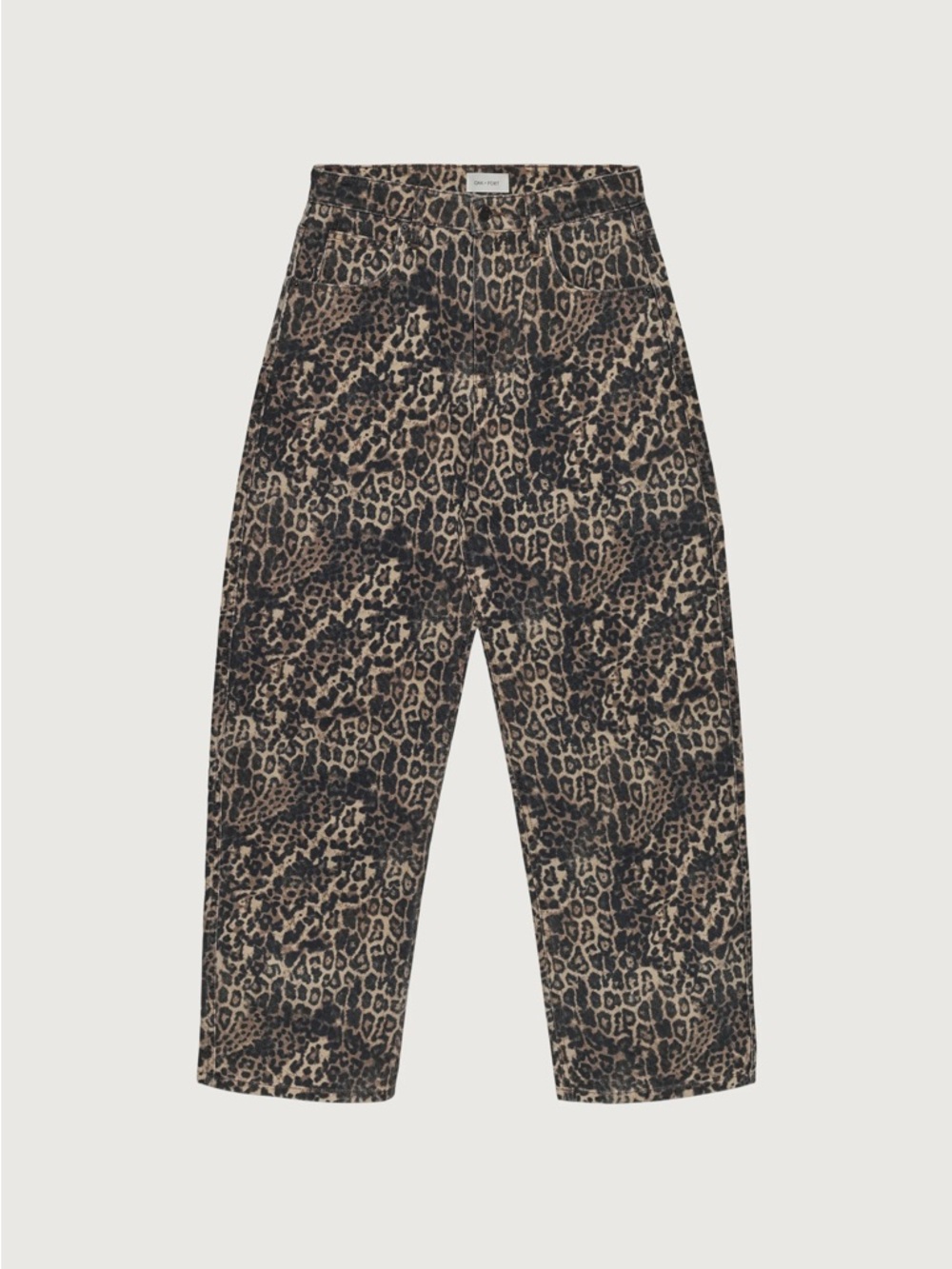 OAK + FORT Leopard-Print Wide-Leg Jeans in Brown and Black SIZE 32 - Picture 5 of 7